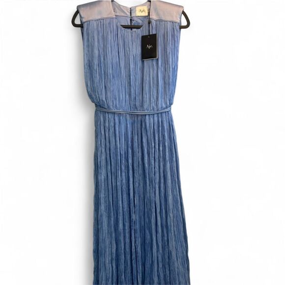 NWT Aje Solstice Pleated Midi Dress Mist Blue Size 8 - Picture 12 of 13